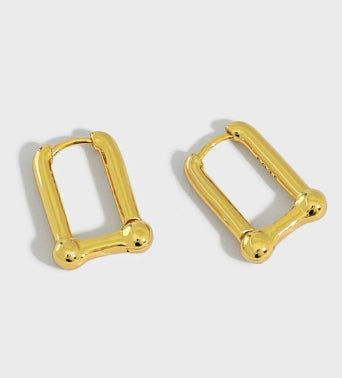Lovcia Gold 925 Sterling Silver U Shape Hoop Earrings-Earrings-Yellow Gold-Yellow Gold