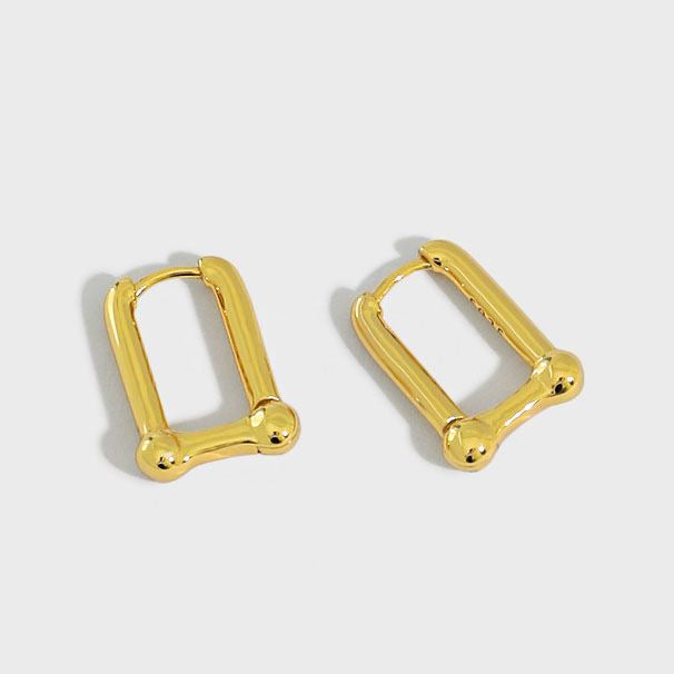 Lovcia Gold 925 Sterling Silver U Shape Hoop Earrings-Earrings-Yellow Gold-Yellow Gold