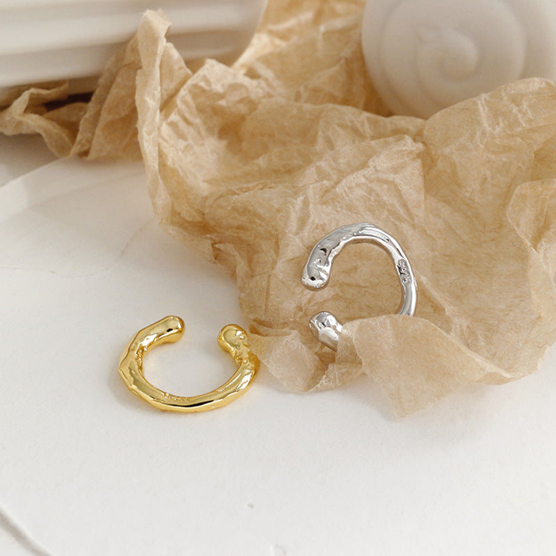 Lovcia Gold 9.5mm Irregular Face 925 Sterling Silver Earring-Earrings-Yellow Gold (Single)-Yellow Gold (Single)