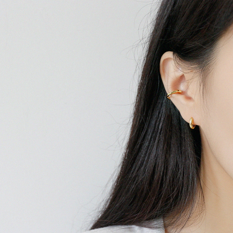 Lovcia Gold 9.5mm Irregular Face 925 Sterling Silver Earring-Earrings-Yellow Gold (Single)-Yellow Gold (Single)