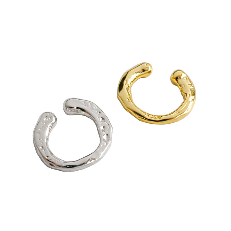 Lovcia Gold 9.5mm Irregular Face 925 Sterling Silver Earring-Earrings-Yellow Gold (Single)-Yellow Gold (Single)