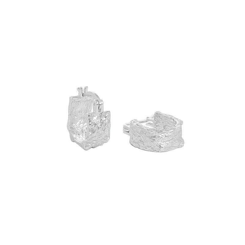 Lovcia Gold 9x12mm Irregular Geometry Hoop Earrings 925-Earrings-Rhodium-Rhodium