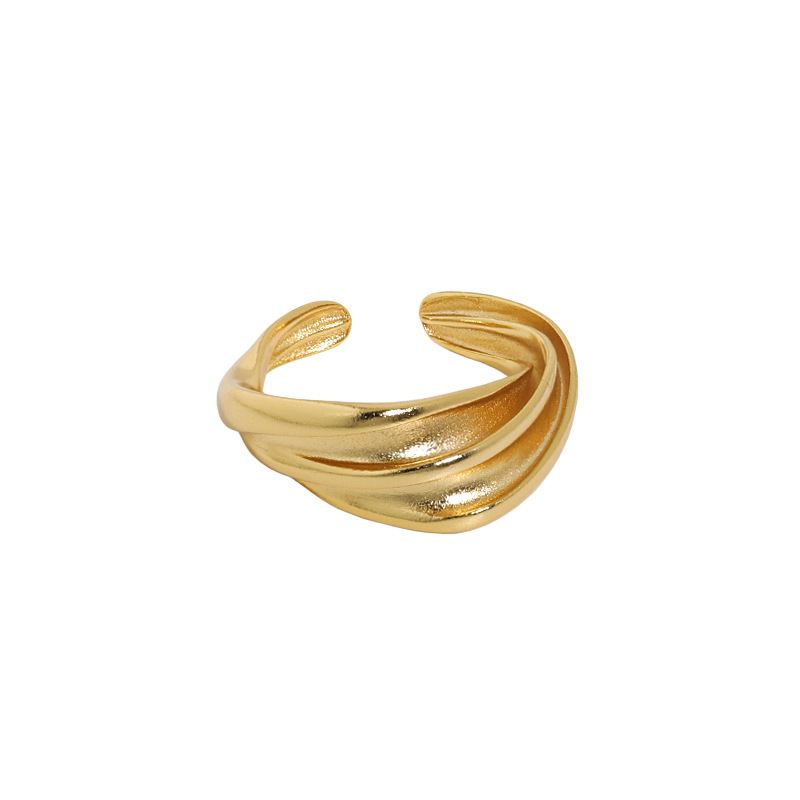 Lovcia Gold Adjustable 925 Silver Ring Double Layer-Rings-Yellow Gold-Yellow Gold