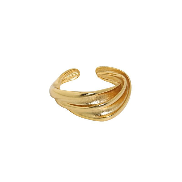 Lovcia Gold Adjustable 925 Silver Ring Double Layer-Rings-Yellow Gold-Yellow Gold
