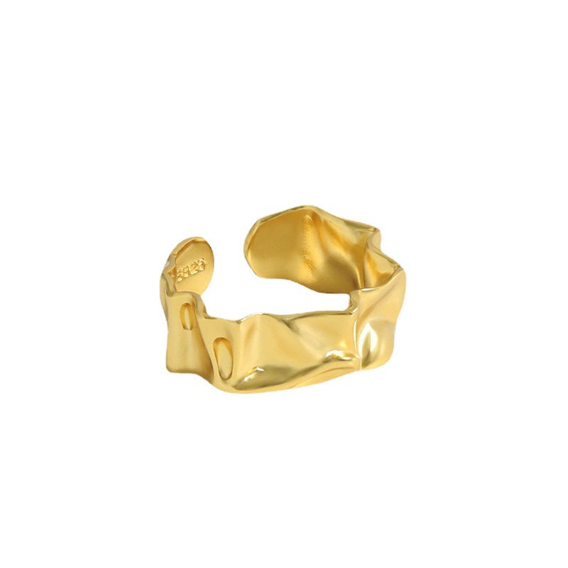 Lovcia Gold Adjustable 925 Sterling Silver Open Ring-Rings-Yellow Gold-Yellow Gold