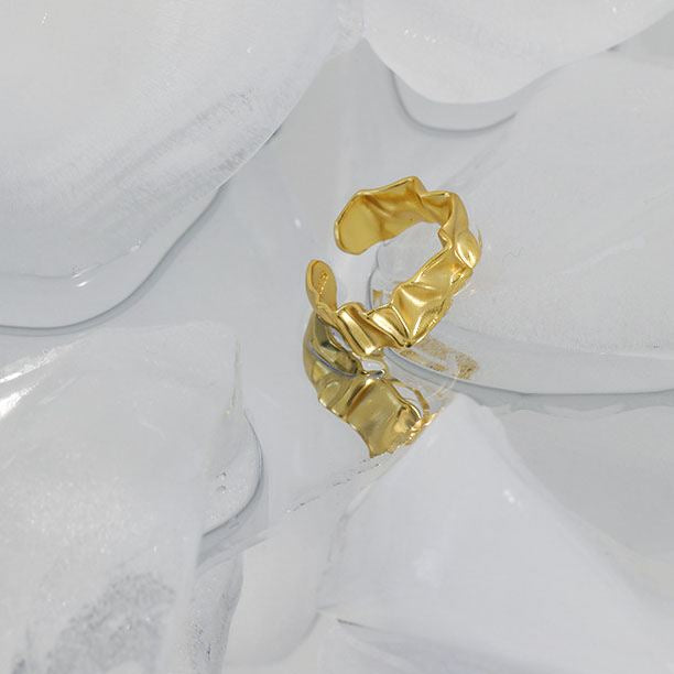Lovcia Gold Adjustable 925 Sterling Silver Open Ring-Rings-Yellow Gold-Yellow Gold