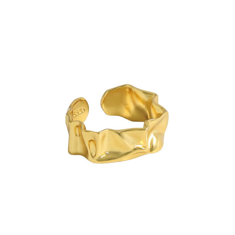 Lovcia Gold Adjustable 925 Sterling Silver Open Ring-Rings-Yellow Gold-Yellow Gold