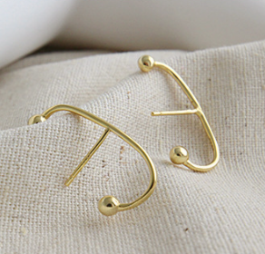 Lovcia Gold C Shape 925 Sterling Silver Stud Earrings-Earrings-Yellow Gold-Yellow Gold