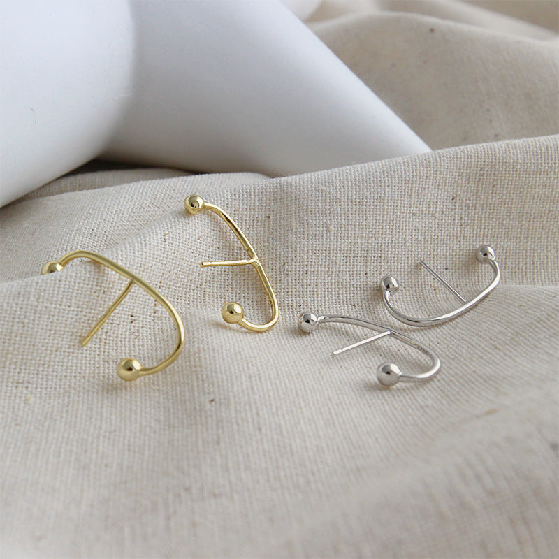 Lovcia Gold C Shape 925 Sterling Silver Stud Earrings-Earrings-Yellow Gold-Yellow Gold