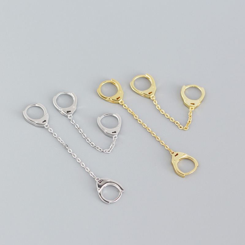 Lovcia Gold Chain Hoop Earring 18K Gold Plated 52mm 6.8mm-Earrings-Yellow Gold-Yellow Gold