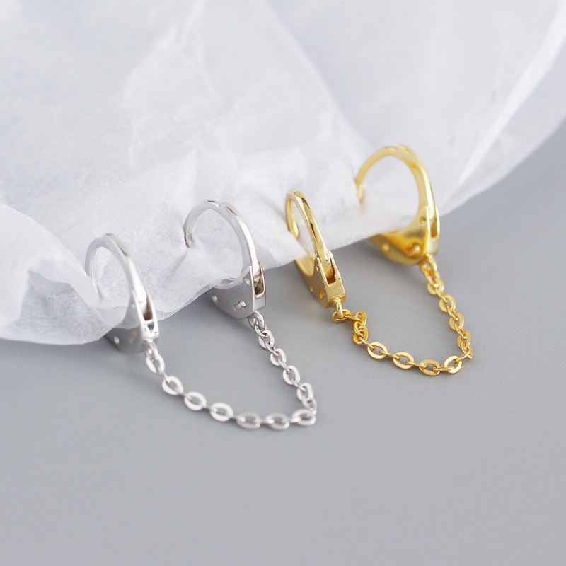 Lovcia Gold Chain Hoop Earring 18K Gold Plated 52mm 6.8mm-Earrings-Yellow Gold-Yellow Gold