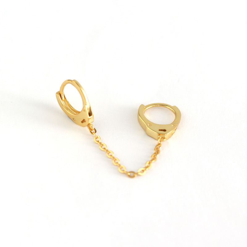 Lovcia Gold Chain Hoop Earring 18K Gold Plated 52mm 6.8mm-Earrings-Yellow Gold-Yellow Gold