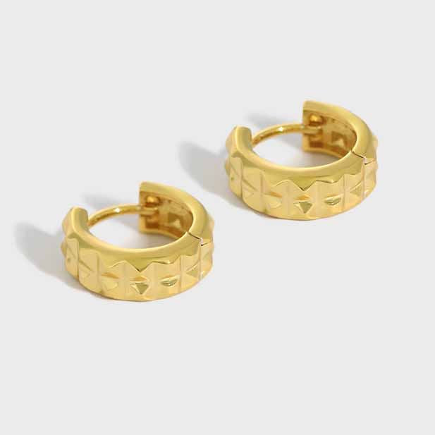 Lovcia Gold Circle 925 Sterling Silver Huggie Hoop Earrings-Earrings-Yellow Gold-Yellow Gold