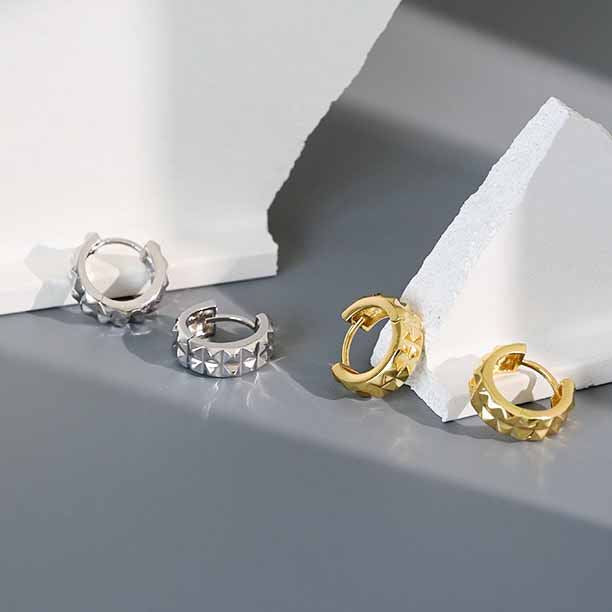 Lovcia Gold Circle 925 Sterling Silver Huggie Hoop Earrings-Earrings-Yellow Gold-Yellow Gold