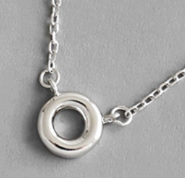Lovcia Gold Circle Pendant Necklace 7.25mm 400mm Adjustable-Necklaces-Silver-