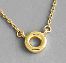 Lovcia Gold Circle Pendant Necklace 7.25mm 400mm Adjustable-Necklaces-Yellow Gold-