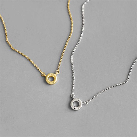 Lovcia Gold Circle Pendant Necklace 7.25mm 400mm Adjustable-Necklaces-Yellow Gold-