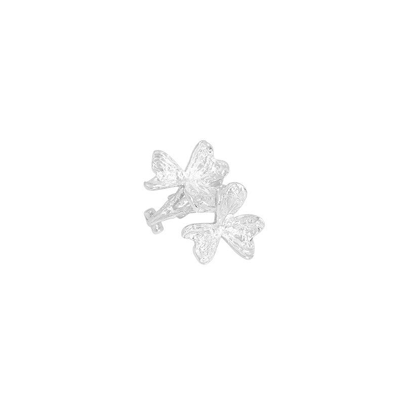 Lovcia Gold Clover Flower 11mm 925 Silver Clip On Earring-Earrings-Silver-