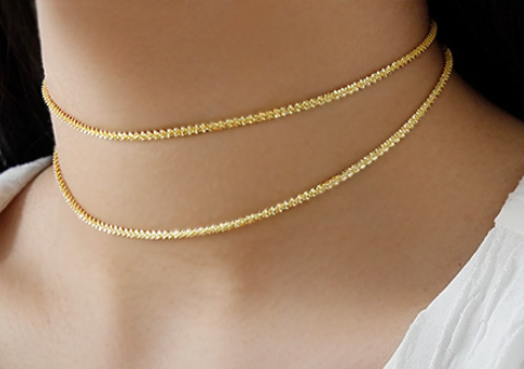 Lovcia Gold Crisscross Necklace 305mm 70mm Adjustable-Necklaces-Yellow Gold-