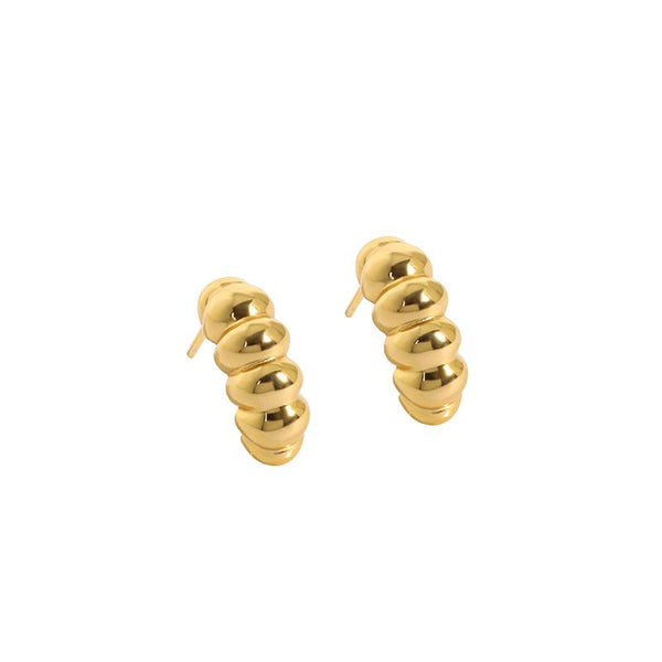 Lovcia Gold Croissant Stud Earrings 14.5mm 925 Silver-Earrings-Yellow Gold-Yellow Gold