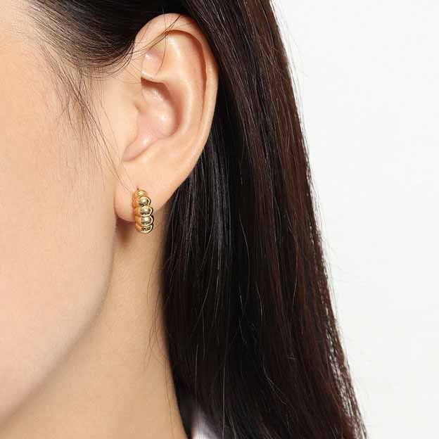 Lovcia Gold Croissant Stud Earrings 14.5mm 925 Silver-Earrings-Yellow Gold-Yellow Gold