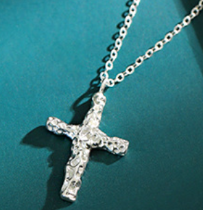 Lovcia Gold Cross Necklace 925 Sterling Silver Pendant-Necklaces-Silver-