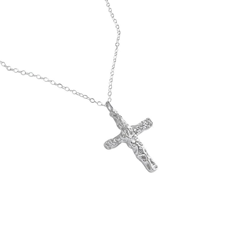 Lovcia Gold Cross Necklace 925 Sterling Silver Pendant-Necklaces-Yellow Gold-