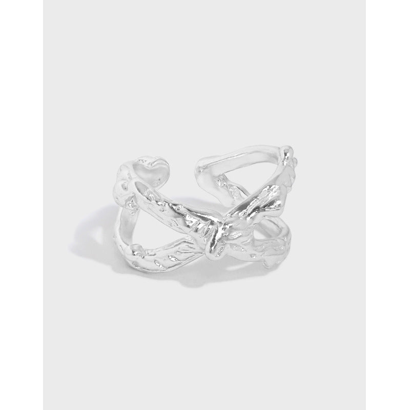 Lovcia Gold Cross X Shape Ring 925 Silver Adjustable-Rings-Yellow Gold-Yellow Gold
