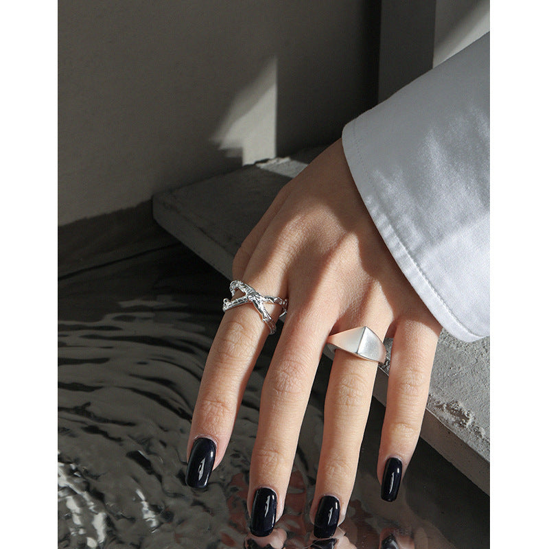 Lovcia Gold Cross X Shape Ring 925 Silver Adjustable-Rings-Yellow Gold-Yellow Gold