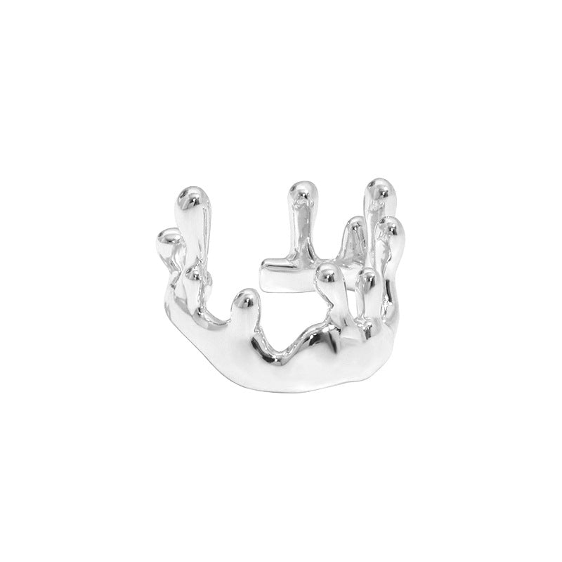 Lovcia Gold Crown Ring 925 Sterling Silver Adjustable-Rings-Rhodium-Rhodium
