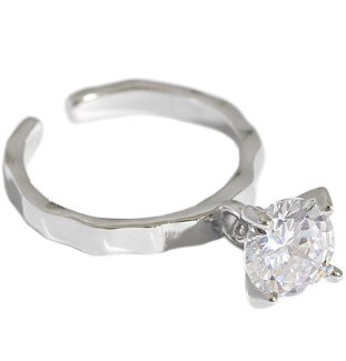 Lovcia Gold CZ 8mm Adjustable Ring 925 Sterling Silver-Rings-Silver-Silver
