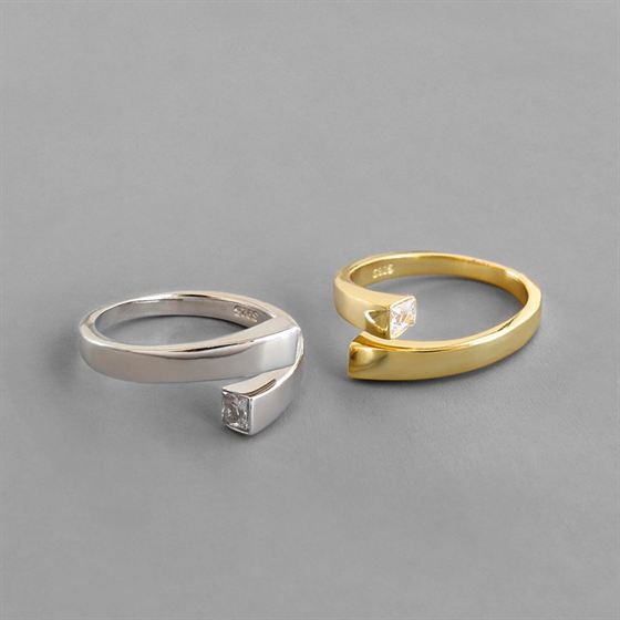 Lovcia Gold CZ 925 Sterling Silver Elegant Adjustable Ring-Rings-Yellow Gold-Yellow Gold