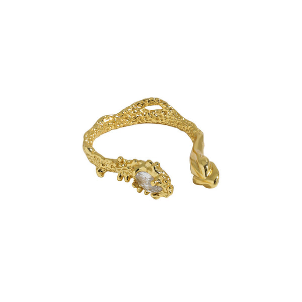 Lovcia Gold CZ Branch Flower 925 Sterling Silver Earring-Earrings-Yellow Gold (Single)-Yellow Gold (Single)