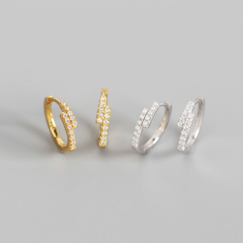 Lovcia Gold CZ Cross Circle Huggie Hoop Earrings 13.5mm-Earrings-Yellow Gold-Yellow Gold