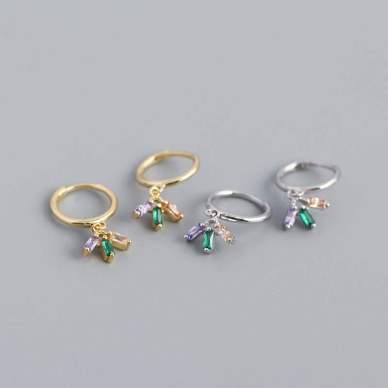 Lovcia Gold CZ Flower Hoop Earrings 925 Sterling Silver-Earrings-Rhodium-Rhodium