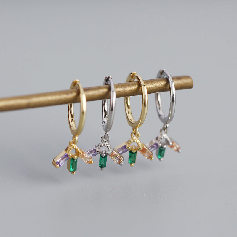 Lovcia Gold CZ Flower Hoop Earrings 925 Sterling Silver-Earrings-Rhodium-Rhodium