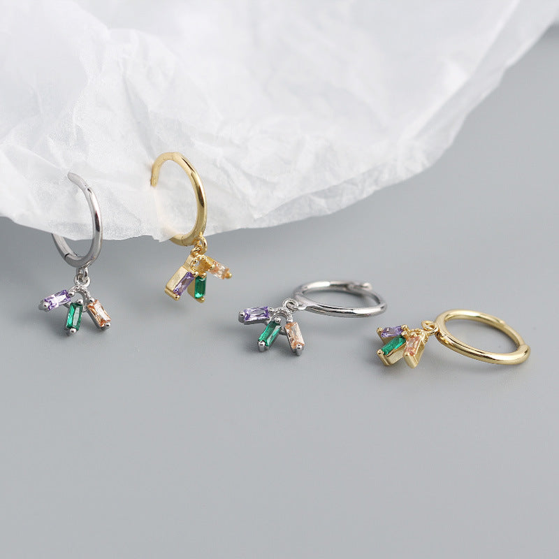 Lovcia Gold CZ Flower Hoop Earrings 925 Sterling Silver-Earrings-Rhodium-Rhodium