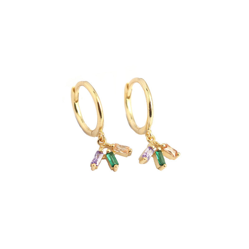 Lovcia Gold CZ Flower Hoop Earrings 925 Sterling Silver-Earrings-Rhodium-Rhodium