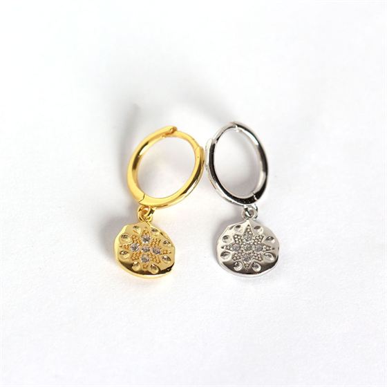Lovcia Gold CZ Flower Leverback Earrings 925 Sterling Silver-Earrings-Yellow Gold-Yellow Gold