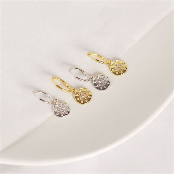 Lovcia Gold CZ Flower Leverback Earrings 925 Sterling Silver-Earrings-Yellow Gold-Yellow Gold