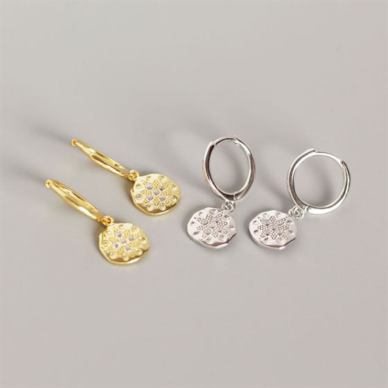 Lovcia Gold CZ Flower Leverback Earrings 925 Sterling Silver-Earrings-Yellow Gold-Yellow Gold