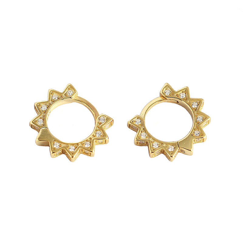 Lovcia Gold CZ Gear Geometry Triangle Hoop Earrings 12mm-Earrings-Rhodium-Rhodium