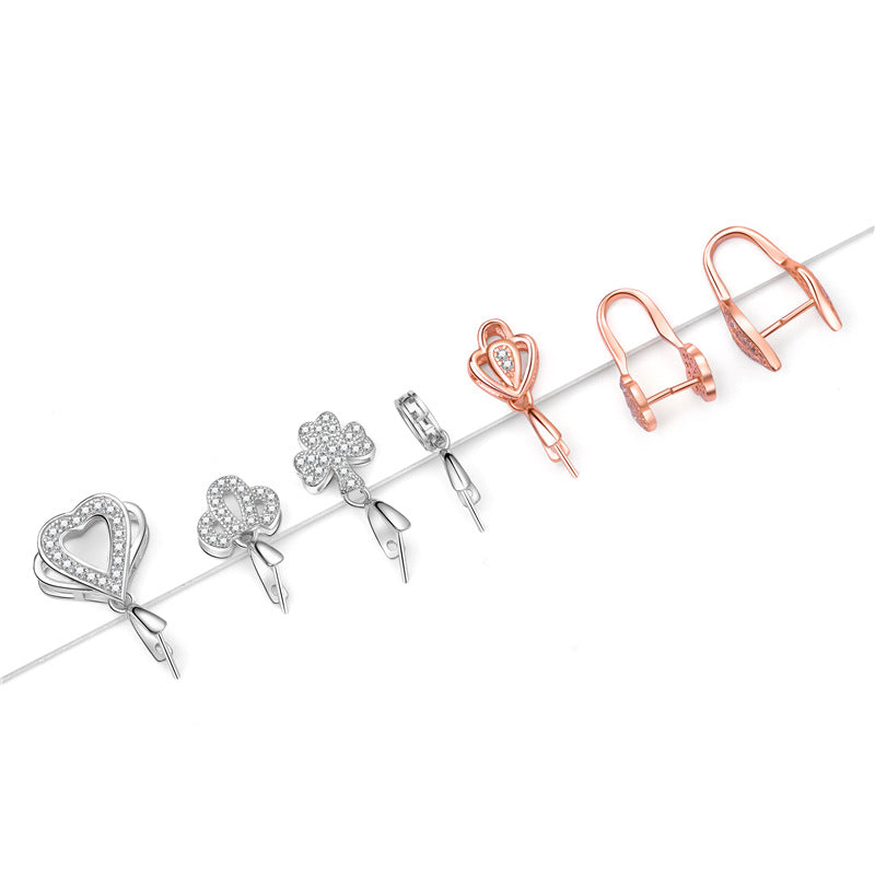 Lovcia Gold CZ Heart Four Leaf Clover DIY Bail Kit Gold-Jewelry Making Kits-#13 & Rose Gold-