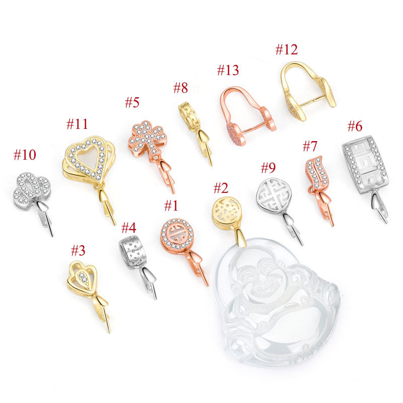 Lovcia Gold CZ Heart Four Leaf Clover DIY Bail Kit Gold-Jewelry Making Kits-#13 & Rose Gold-