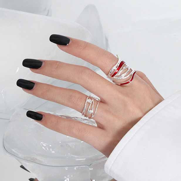 Lovcia Gold CZ Hollow Lines Wide Adjustable Ring 925 Silver-Rings-Yellow Gold-Yellow Gold
