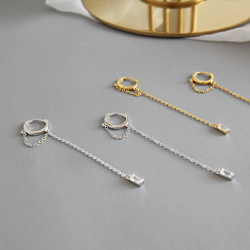 Lovcia Gold CZ Hoop Earrings 925 Sterling Silver Dangling-Earrings-Silver-Silver