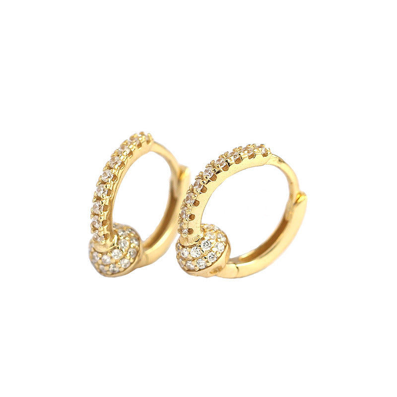 Lovcia Gold CZ Knot Huggie Hoop Earrings 13.9mm Gold Tone-Earrings-Yellow Gold-Yellow Gold