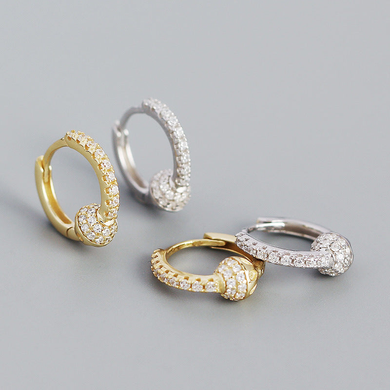 Lovcia Gold CZ Knot Huggie Hoop Earrings 13.9mm Gold Tone-Earrings-Yellow Gold-Yellow Gold