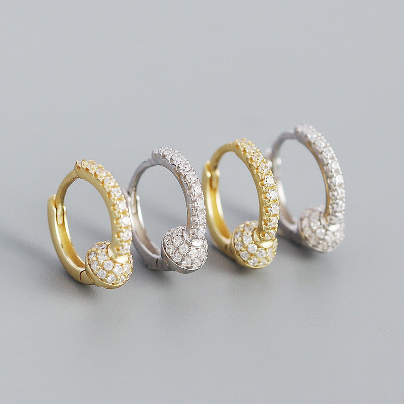 Lovcia Gold CZ Knot Huggie Hoop Earrings 13.9mm Gold Tone-Earrings-Yellow Gold-Yellow Gold