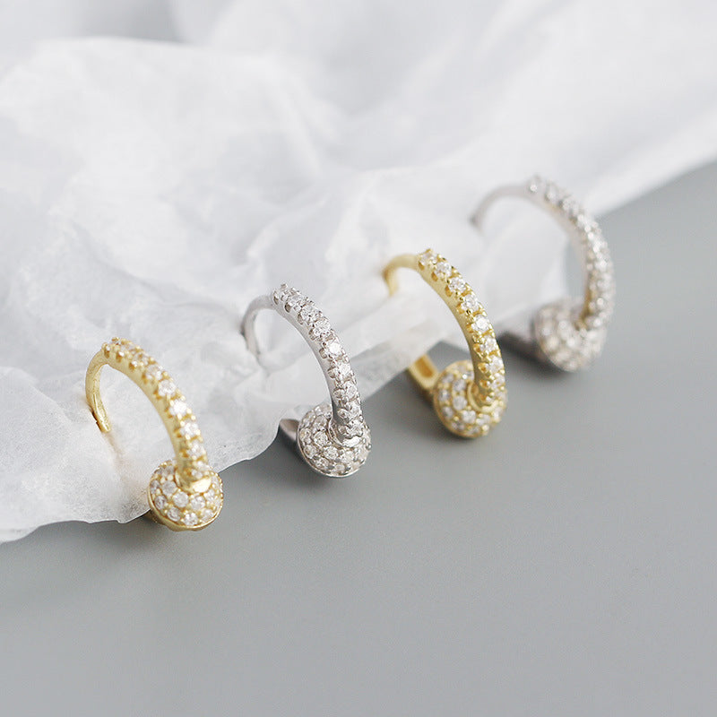 Lovcia Gold CZ Knot Huggie Hoop Earrings 13.9mm Gold Tone-Earrings-Yellow Gold-Yellow Gold